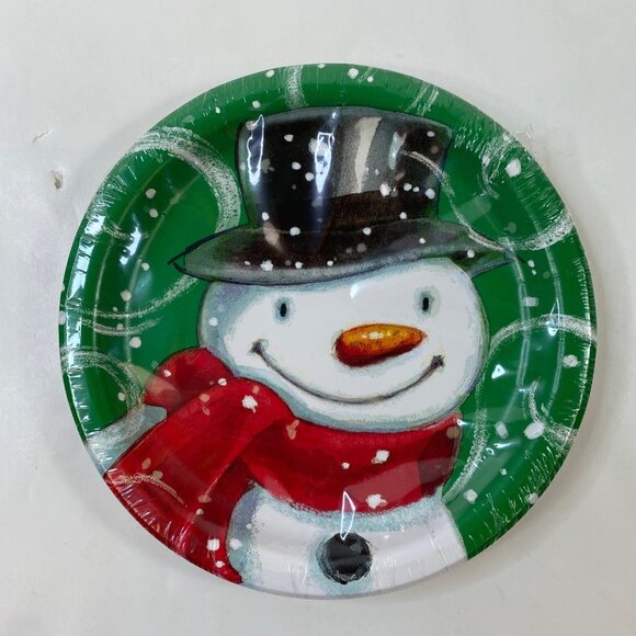 American Greetings 2 Pack Holiday Paper Plates Cozy Santa & Frosty Friends - Picture 4 of 5